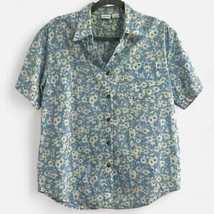 CHEROKEE Vintage 90s Floral/Tropical Button Down Top 100% Cotton